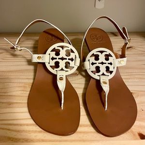 Tory Burch white logo heels size 8.5M